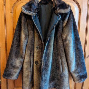 ELLEN TRACEY Faux Fur Reversible Winter Coat - Large
